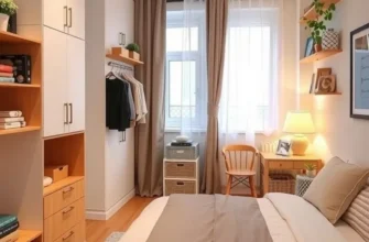 A peaceful apartment interior with organized storage reflecting safety and comfort.