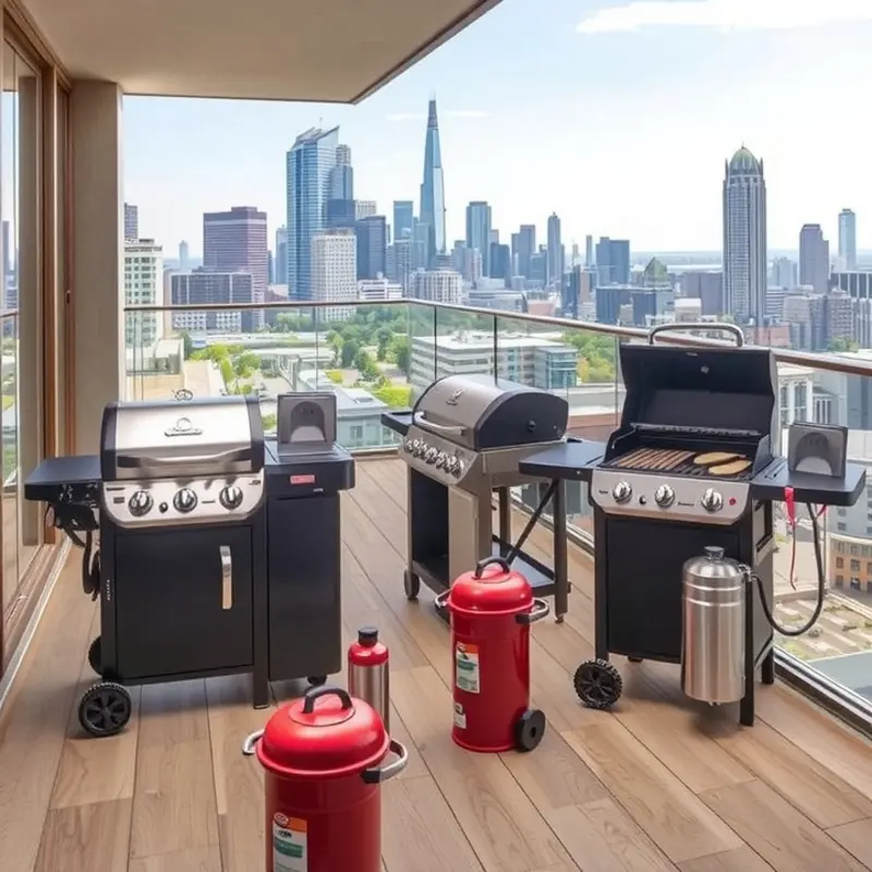 Iconic representations of grilling regulations for apartment living.