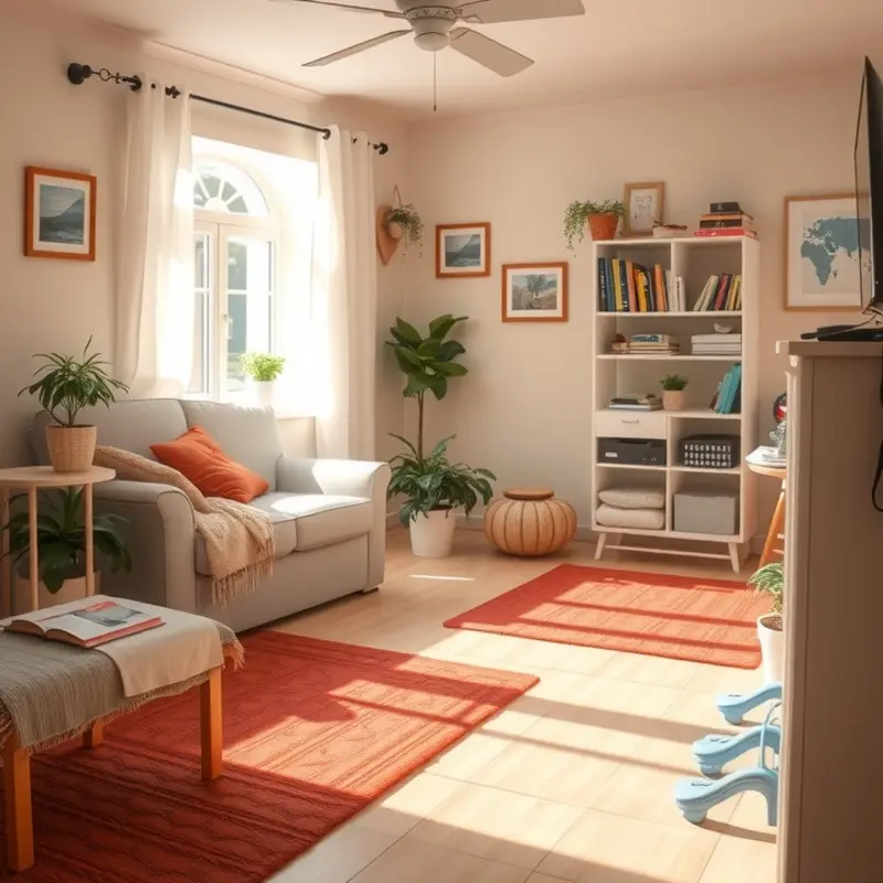 An example of a tidy apartment that minimizes slip and fall risks.