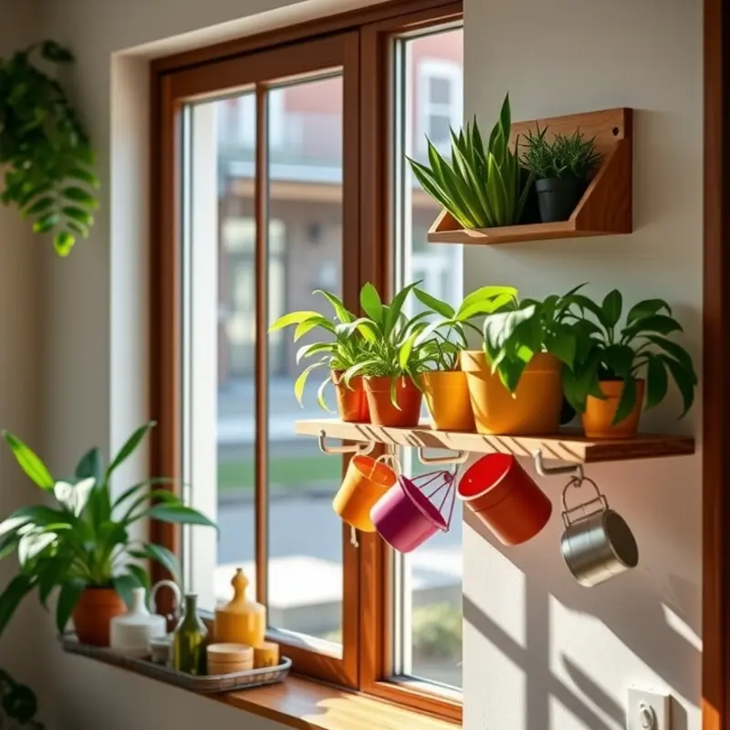 Creative stationary plant displays using command hooks.