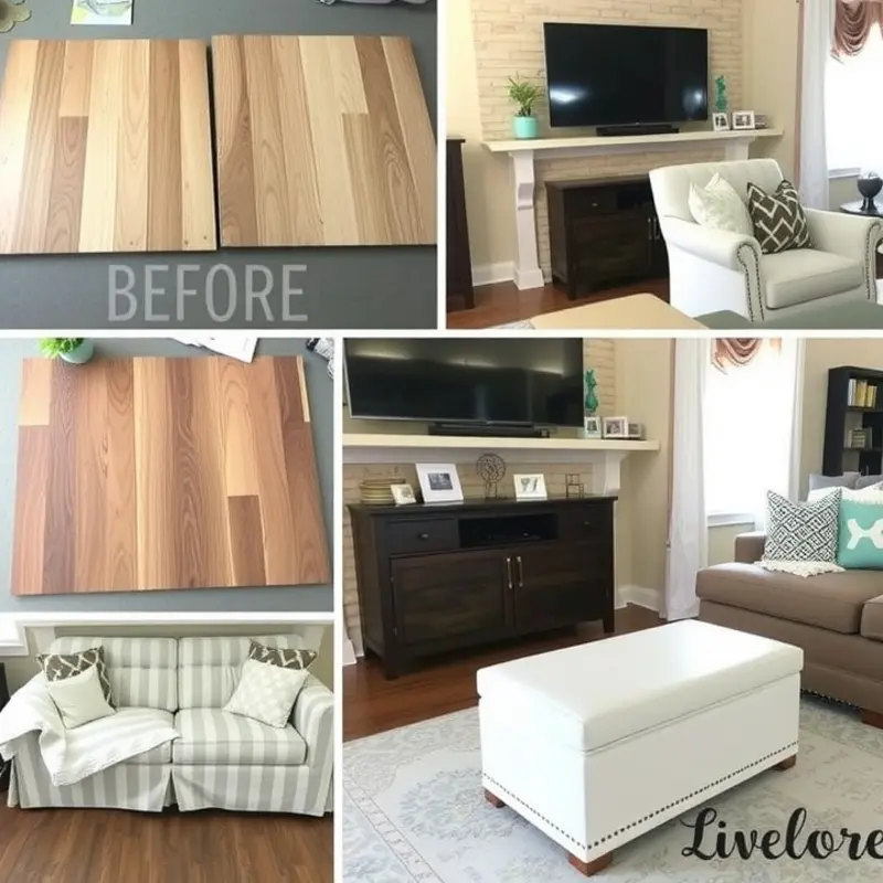 An organized selection of materials for crafting a DIY storage ottoman.