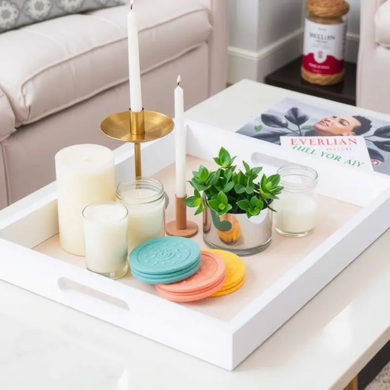 A vibrant workspace ready for creating DIY decorative trays.