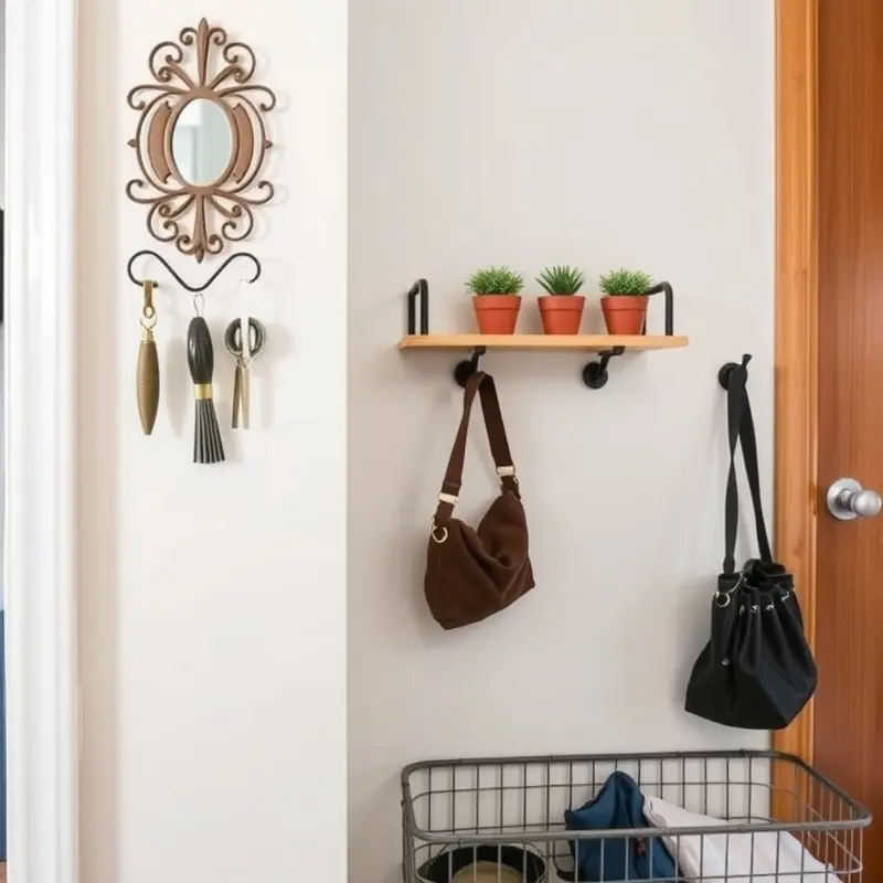 An organized entryway showcasing a functional and stylish shoe rack.