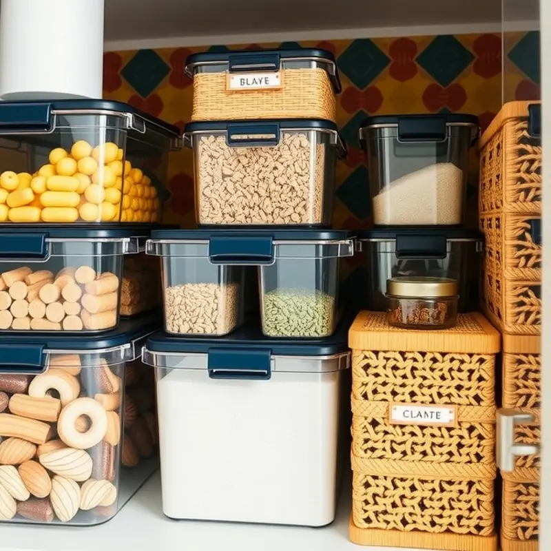 Before and after styles of pantry organization showing neatness and order.
