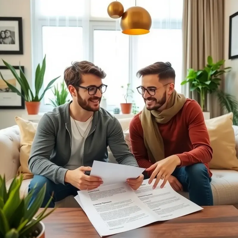 A couple reviewing their lease to understand their privacy rights.