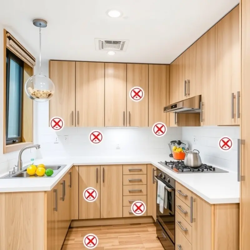 Common hazards in an apartment kitchen.