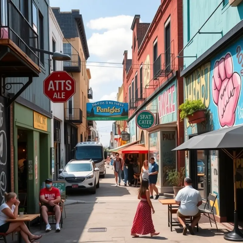 A lively arts district filled with creative expressions and community engagement.