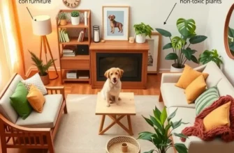 A vibrant apartment shared by a family and their pets, showcasing a pet-friendly environment.