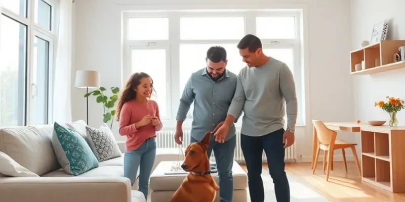 A cozy family apartment living room that accommodates both children and pets comfortably.