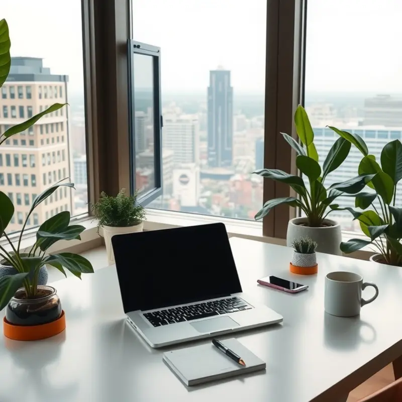 A cozy workspace reflects the perfect mix of professional and personal comfort.