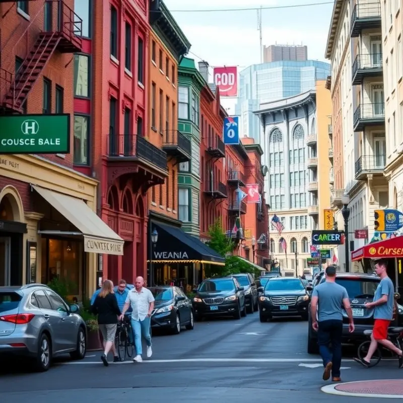 A lively urban neighborhood popular among young professionals.