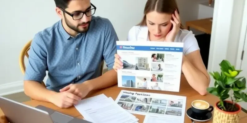 A collage of young individuals and couples joyfully exploring different apartments, embodying the rental journey.