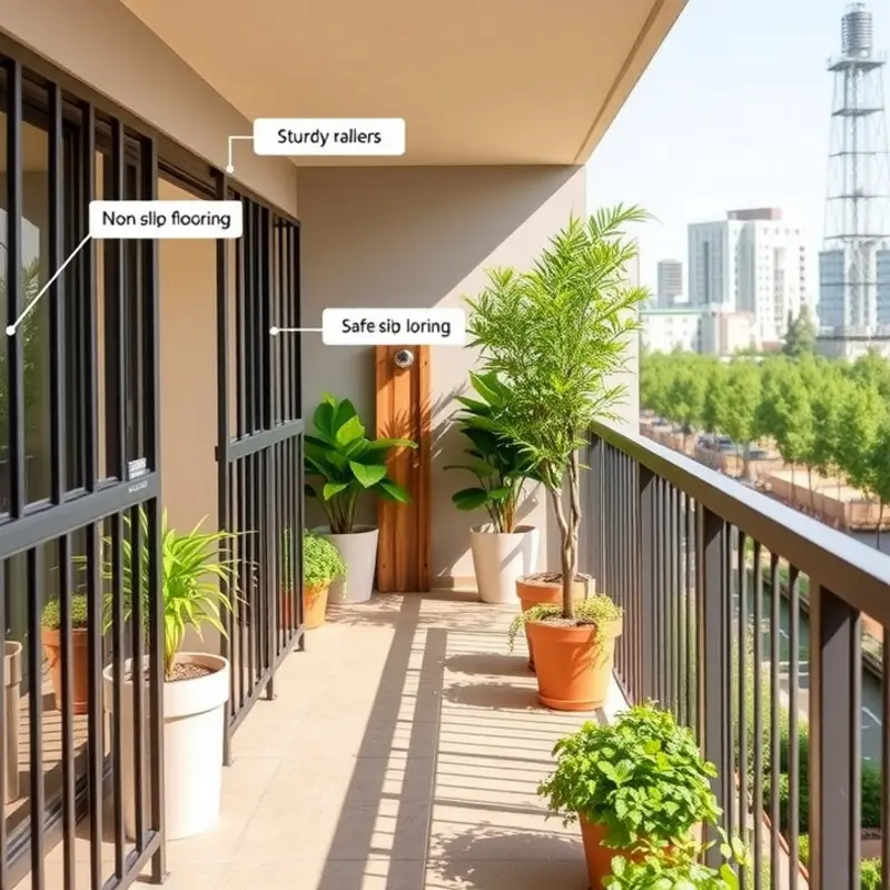 Well-secured balcony showcasing safety features.
