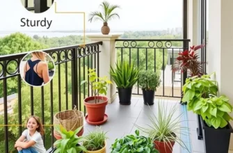 An inviting balcony with comfortable seating and lush plants.