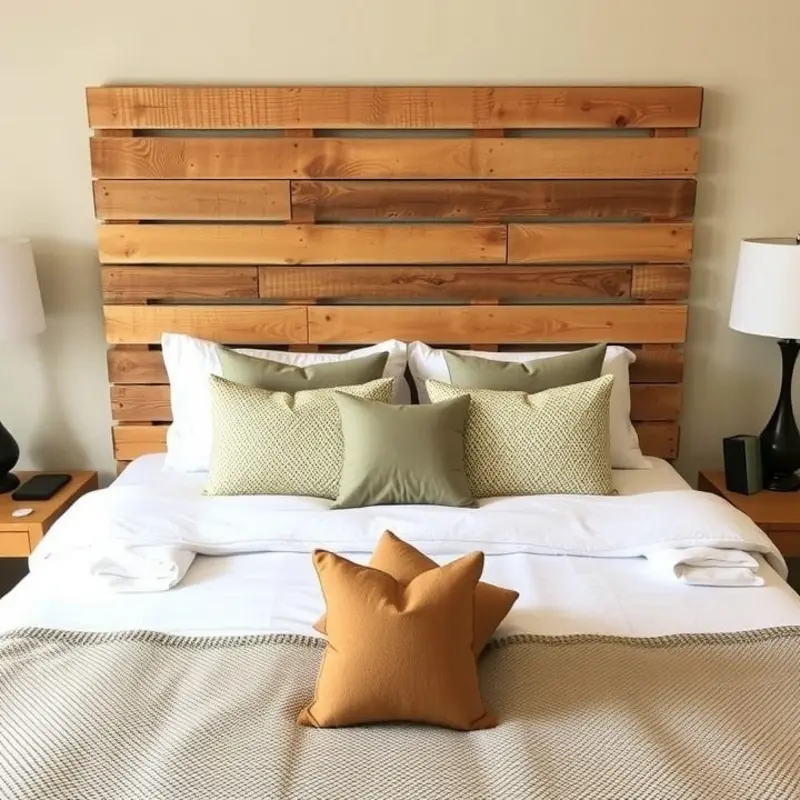 Stylish upholstered headboard crafted as a DIY project, showcasing a cozy and creative bedroom atmosphere.